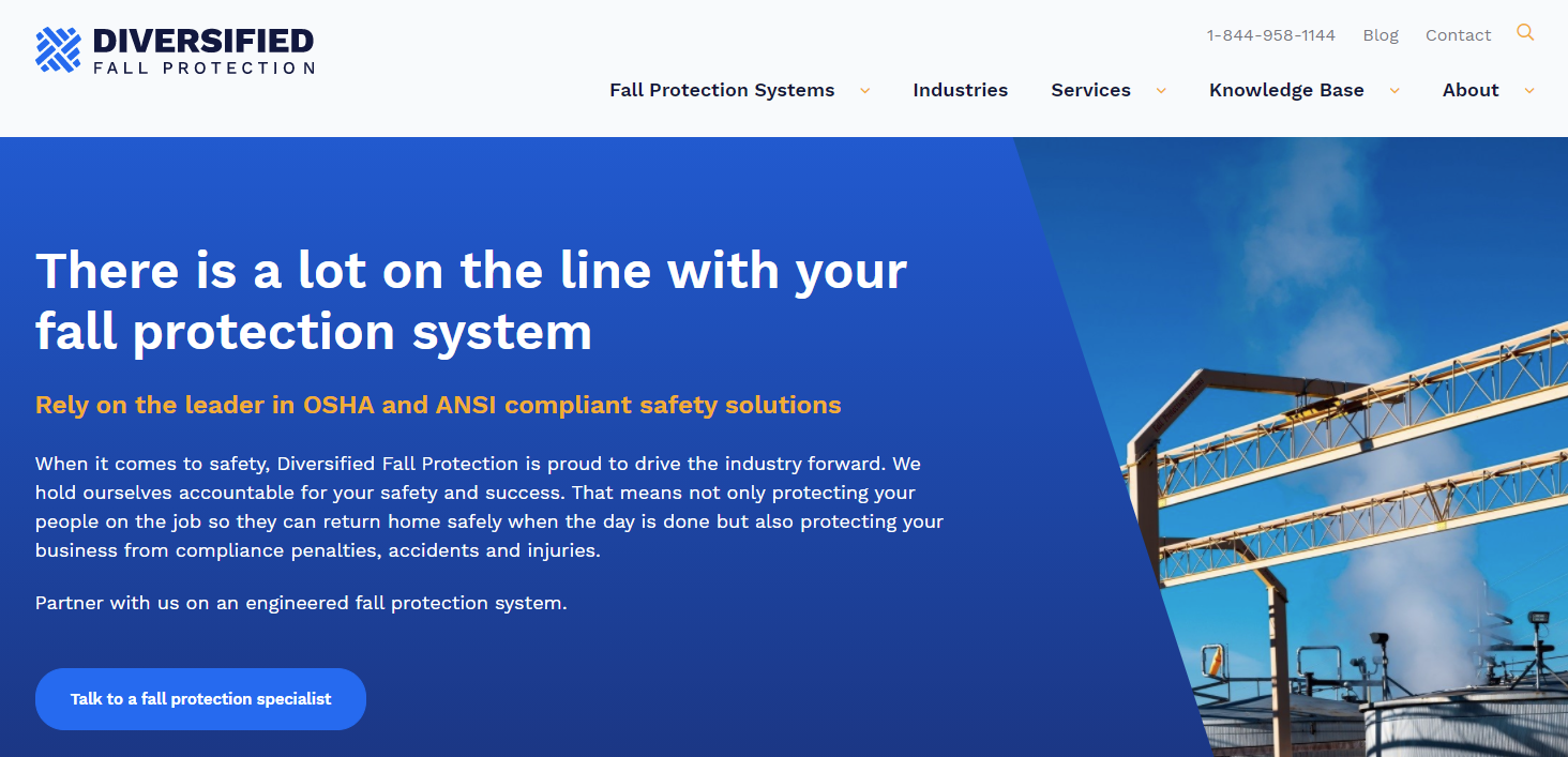 Diversified Fall Protection Website Screenshot