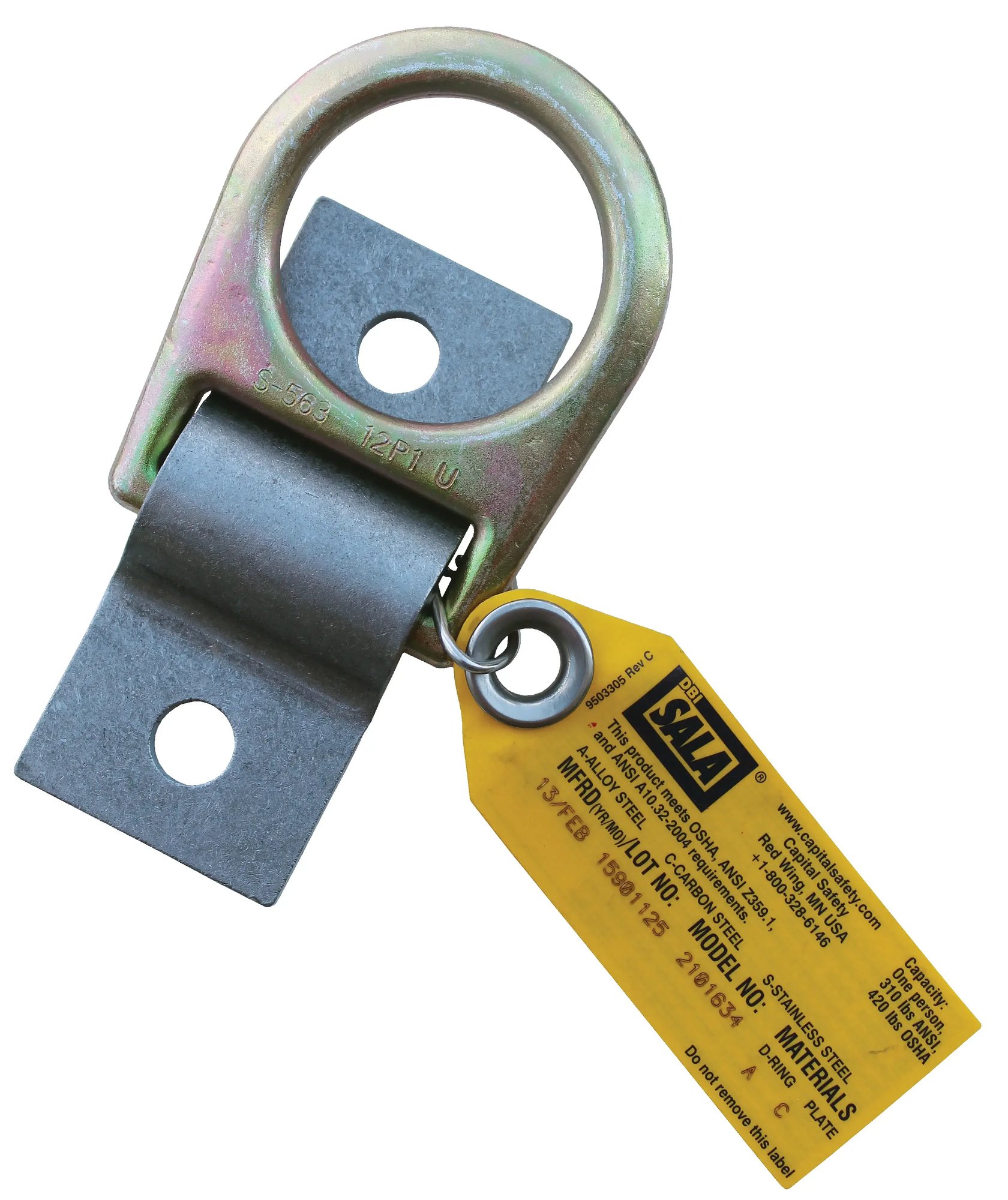 d-ring anchorage plate with raw steel base