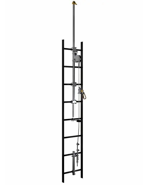 3M DBI-SALA Lad-Saf Cable Vertical Safety System Bracketry with Telescoping Extension Post Rendering