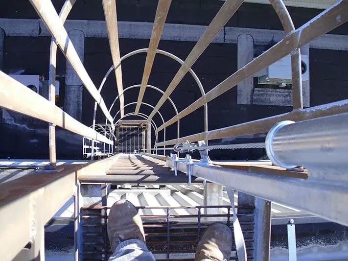 ladder cage with vertical lifeline