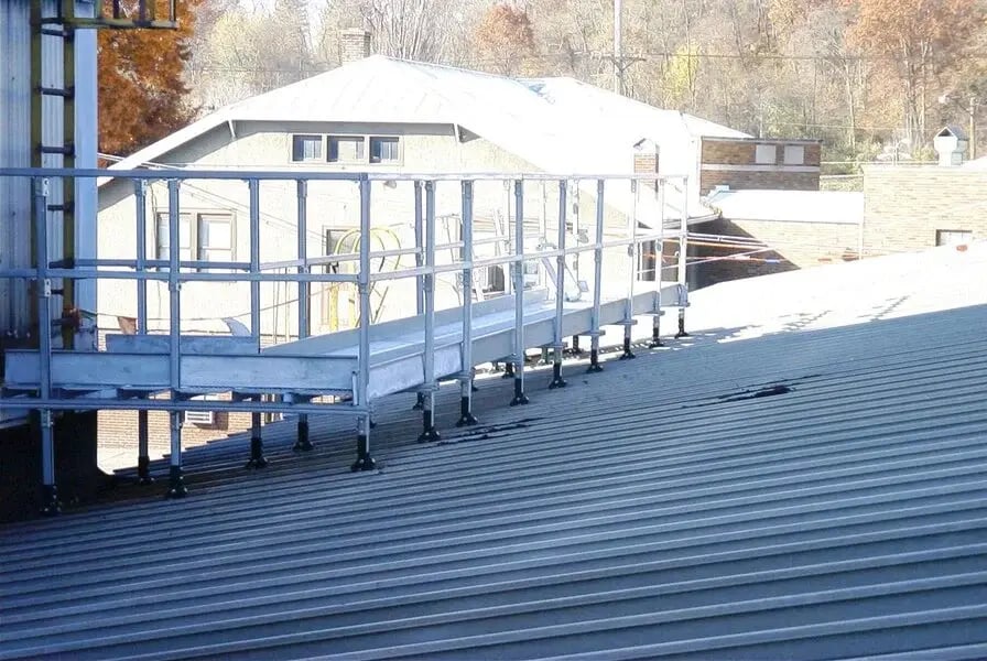 rooftop walkover safety railing passive fall protection