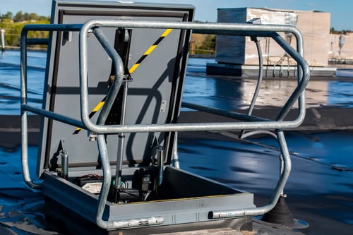 mounted roof hatch guardrail