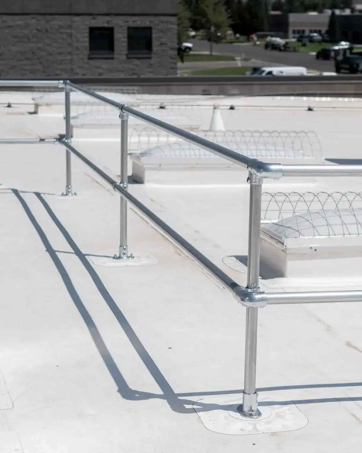 Passive Fall Protection Systems: Permanent Rooftop Guardrail and Skylight Cages