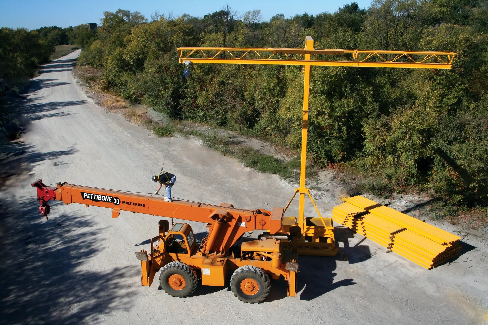 triangular truss construction fall protection system
