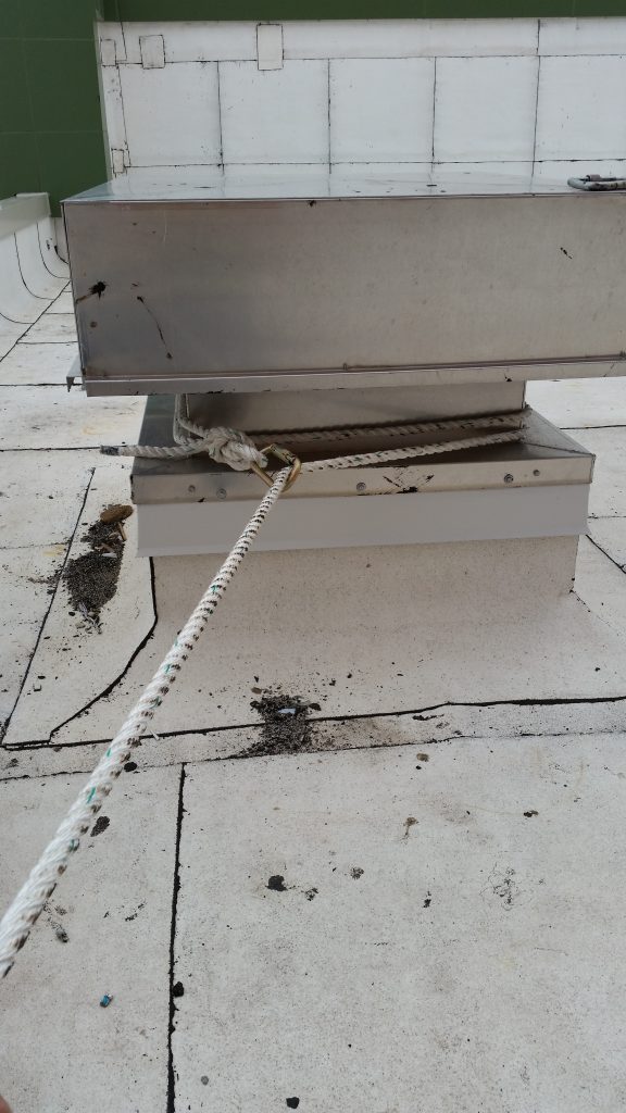 rope tied off to an improper anchor