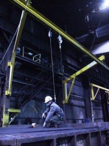 articulating jib overhead fall protection system