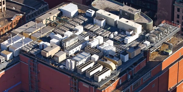 data center rooftop covered in HVAC units