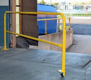 loading dock swing gate in use