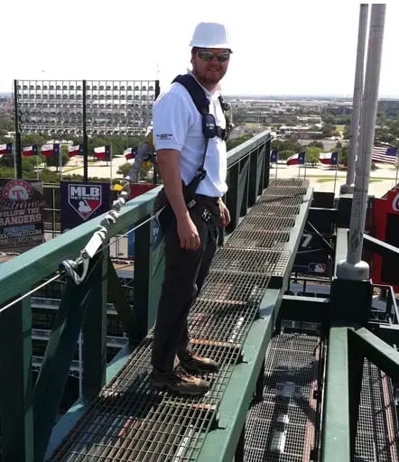 Stadium Fall Protection guardrail and horizontal lifeline